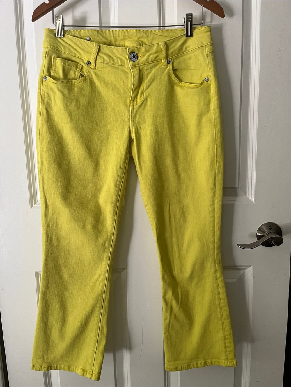 CABI bright lemon lime stretch Cropped Jeans ~sz 4
